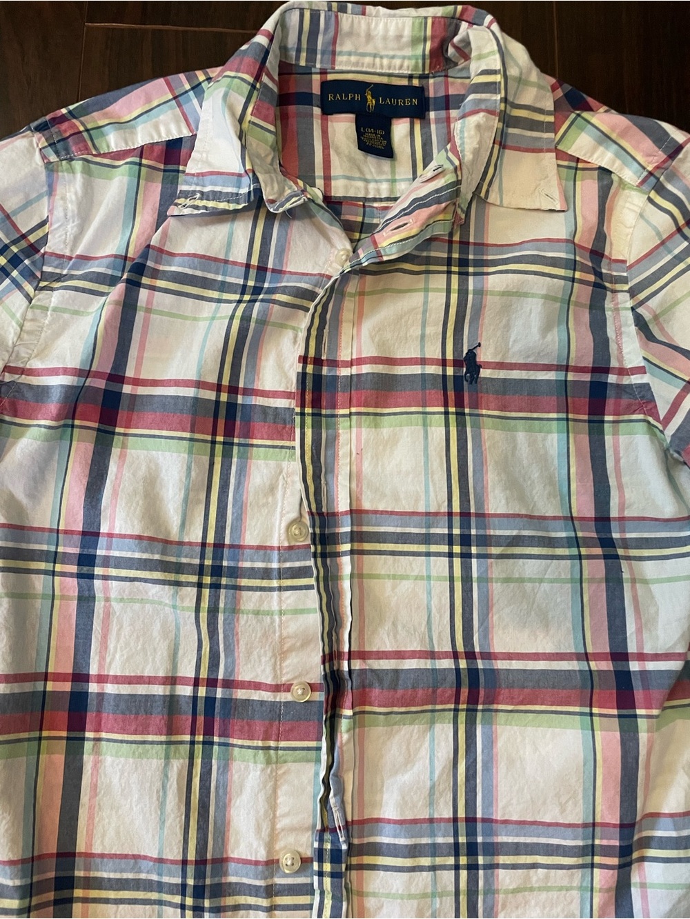 Ralph Lauren Multicolor Plaid Cotton Button-Down Shirt boys sz 14-16